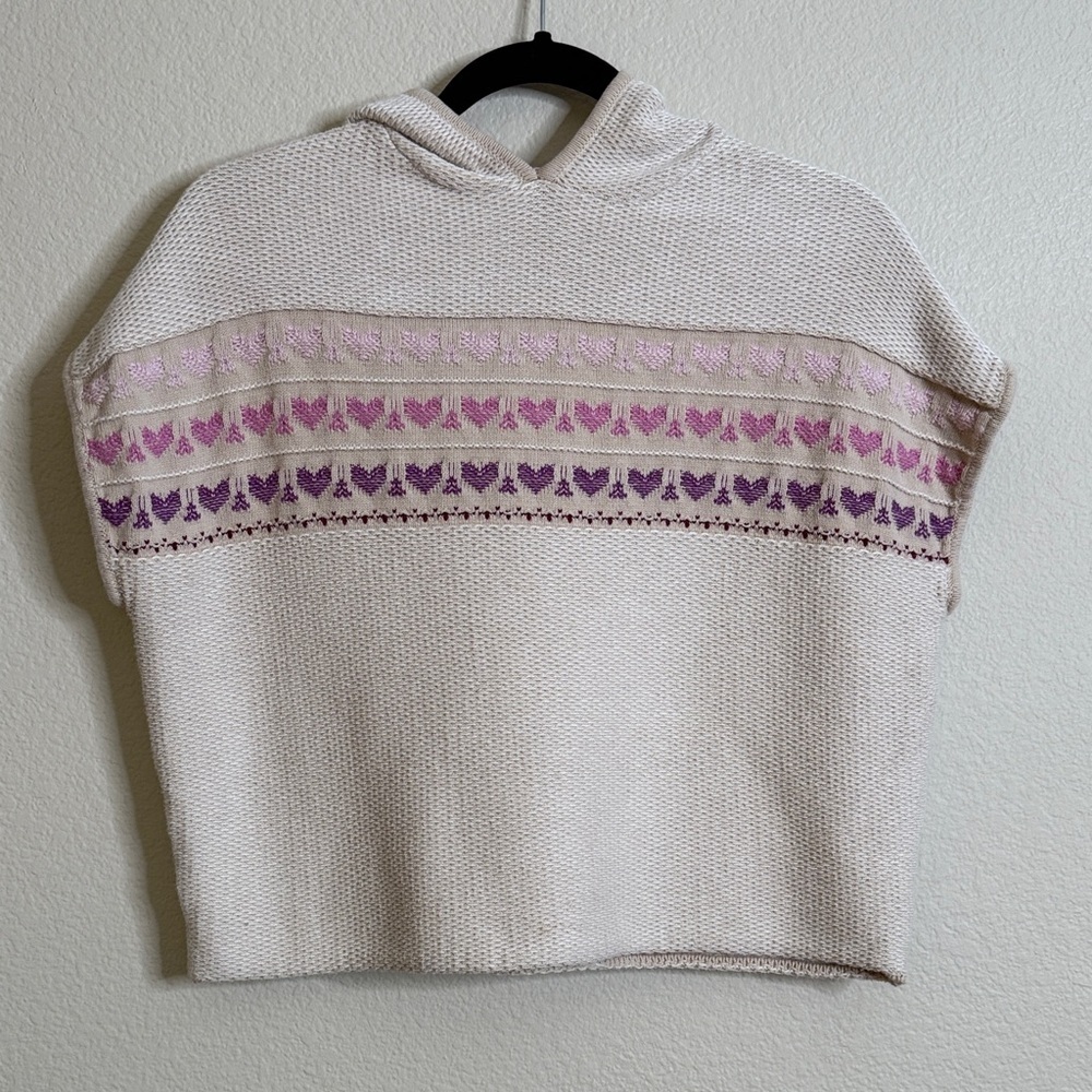 Peek pink fair aisle heart pullover sleeveless hoodie medium (14-16)